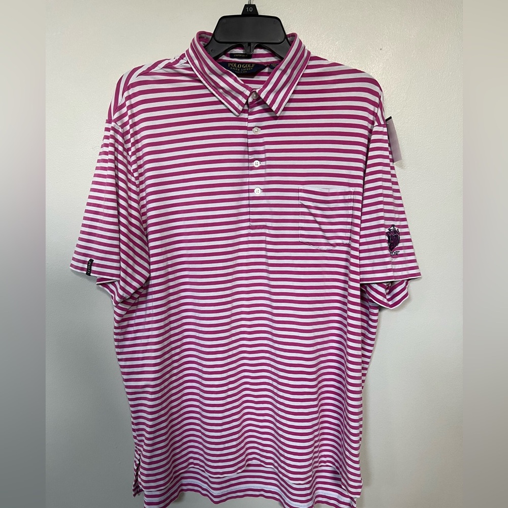 🔥RALPH LAUREN POLO GOLF STRETCH LISLE MEN'S STRIPED POCKET RED/WHITE SIZE XL